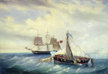 Batalla entre el barco ruso Opyt y una fragata británica, frente a la costa de la isla de Nargen, 11 de junio de 1808, 1889